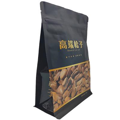 China 2022 Recyclable Flat Bottom Plastic Bag Reusable Matte Black New Customized Logo Thickened Bag Nut Food Packaging Sealing Bag With Zip Lock for sale