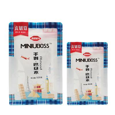 China Customized Recyclable Flat Bottom Bag Tea Coffee Ziplock Pouch With Zipper Clear Plastic Packaging Bags for sale