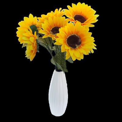 China DIY Hot Selling Wholesale Realistic 18 Inches Bulk DIY Artificial Silk Sunflower Flower Bunch For Home Decor Wedding for sale