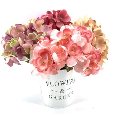 China Wholesale 33cm 50% Silk Hot Selling Artificial Flower 13inches Silk Floral Bulk Bush Bouquet Hydrangea Wedding Home Decor for sale