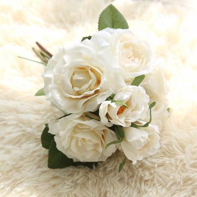 China Wedding Hot Sale Home Wedding Decoration Rose Flowers Bouquet Artificial Flower White Blue For Wedding Home Decoration for sale