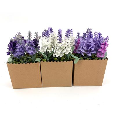 China Wholesale 19Cm Plastic Lavender 7.4Inches Silk Artificial Flower 50% Bulk Floral Arrangement In Pot Wedding Decor for sale