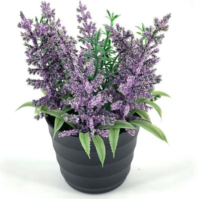 China 70% Hot Sale 16Cm Plastic Lavender 6.24Inches Silk Artificial Flower Arrangement In Pot Home Decor for sale