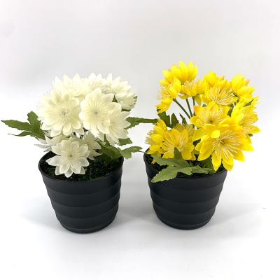 China wholesale Hot Sale Plastic 12CM 4.72Inches Marsh Marigold Flower 40% Silk Artificial Flower Arrangement in Pot Home Decor for sale