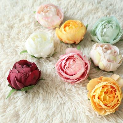 China Wholesale Bluk Silk Flower Events Decoration Peony Artificial Flower Head For Wedding Home Decor for sale