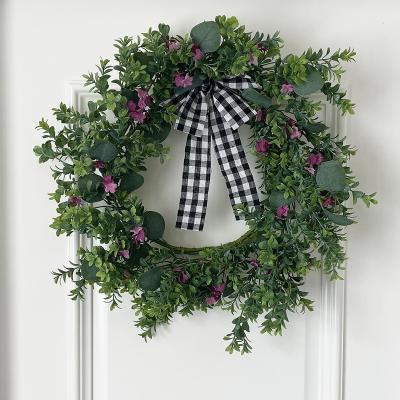 China 20 Inch Artificial/Handmade Boxwood Garland Green Spring Summer Fall Winter Home Decor for sale