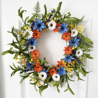 China 30% Iron 20 Inches Farmhouse Window Door Wreath Summer Colorful Home Decor for sale