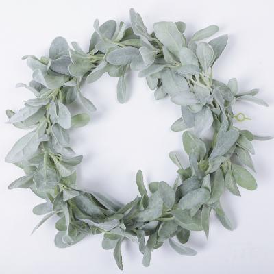 China Craft Assembled 16 Inch Artificial Wholesale Silk Garland Lambs Ear Assembled Green Sideboard Home Decor for sale