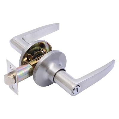 China Reversible Design Wooden Straight Bathroom Door Handle Factory Door Leverset Privacy Tubular Door Handle Lock for sale