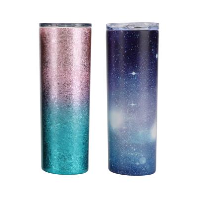 China Wholesale Custom OKADI Viable Logo Stainless Steel Insulated Sparkle 22oz Lean Tumblers with 22oz Straw and Lid Glitter Tumbler for sale