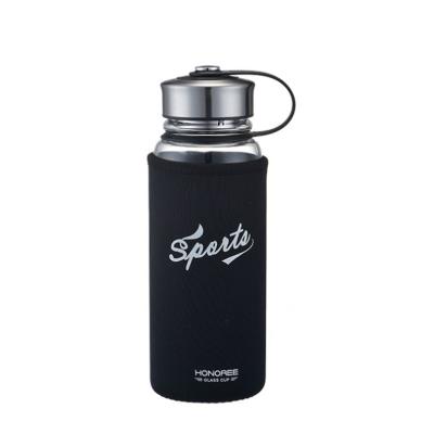 China OKADI 800Ml Borosilicate Glass Viable Cup Glass Water Bottle With Sleeve for sale