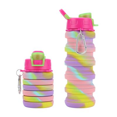 China Hot Selling Sustainable Collapsible Silicone Water Bottle Outdoor Sports Bottle Collapsible With Custom Logo for sale