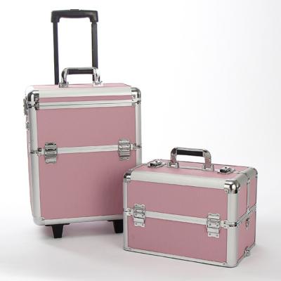 China NATIONAL Multi Layer Aluminum Cosmetic Box Travel Vanity Vanity OEM Makeup Trolley Outdoor Aluminum Case for sale