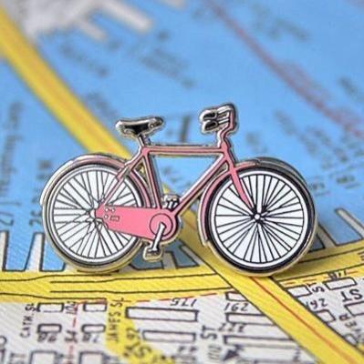 China Global Personalized Custom Zinc Alloy Bike Shaped Lapel Pin Badge Metal Enamel Sport Bicycle Pins With Backing Card for sale