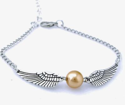 China Vintage Fashion Snitch Pocket Gold Bracelet Wings Retro Vintage Tone For Men And Women Wholesale Gift for sale