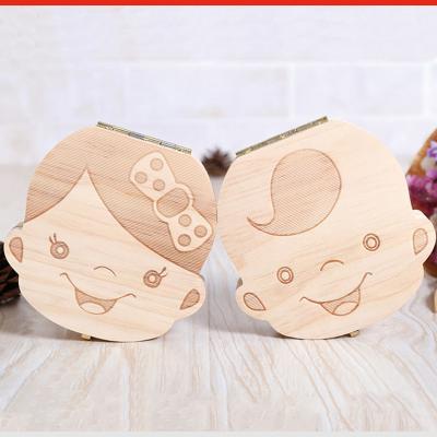 China Other English Wooden Tooth Box Baby Milk Teeth Save Organizer Kids Boy and Girl Wooden Storage Boxes Collect Teeth Lanugo Umbilical Cord for sale