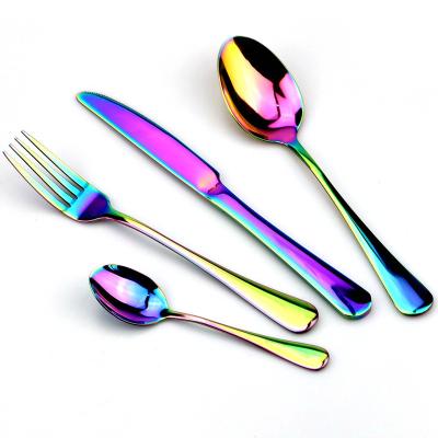 China Viable Creative Colorful Stainless Steel Cutlery Set Dinnerware Set Travel Tableware Fork Knife for Wedding and Hotel for sale