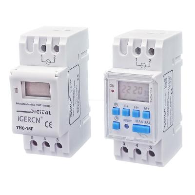 China Digital Time Display Din Rail Mount 12vdc Time Switch ON Automatically THC-15F 16amp Ring Bell For Seconds Timer Programmable Switch for sale