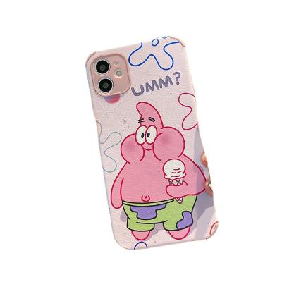 China Lambskin SpongeBob Cell Phone Case Cartoon Pie Shockproof Four Star Corner Phone Case Large Anti for sale