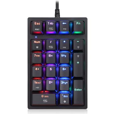 China Anti-Ghosting USB Wired Numpad 21 Keys Mini Numpad RGB Backlight Keyboard Accounting Laptop Notebook Mechanical Tablets for sale