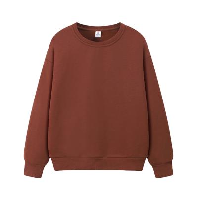 China Custom Made High Quality Fleece Terry Heavyweight Brown Crewneck Anti-Wrinkle Wholesale Men's French Sweatshirt for sale