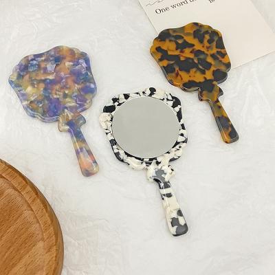 China Eco-Friendly/Fancy Hot selling acetate small makeup mirror women decoration travel portable mini hand mirror for sale