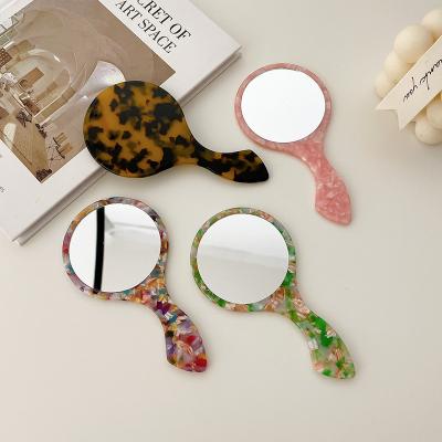 China Eco-friendly/Recyclable/Fancy New designed round makeup mirror women decoration acetate flower portable vanity mirror makeup for sale