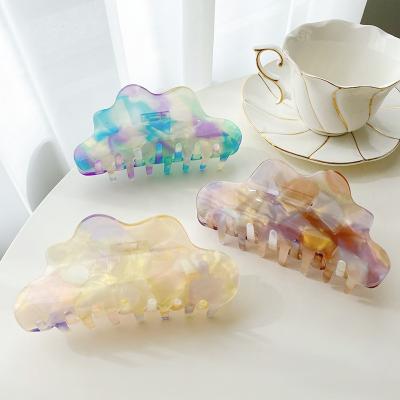 China Eco-Friendly/Recyclable/Fancy Custom Big Size 13cm Cloud Shape Summer Style Hair Claw Clips For Girls Thick Hair for sale