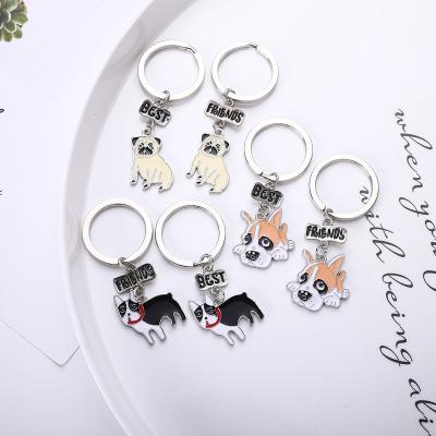 China Customizable Professional Hot Sale Silver Plated Zinc Alloy Soft Enamel Metal Custom Dog Shaped Animal Cartoon Key Chains for sale