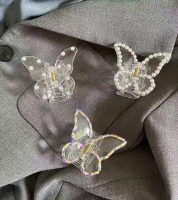 China 2021 New Arrival Eco-friendly/Recyclable/Fancy Transparent Acrylic Butterfly Hair Claw For Women for sale