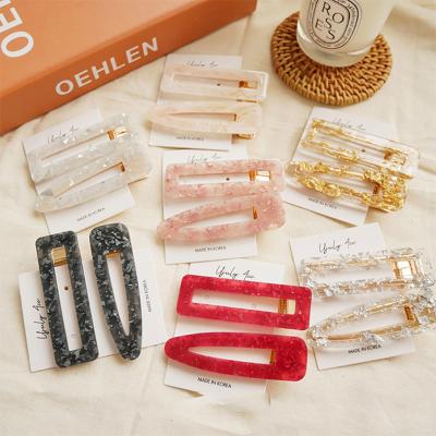 China Platypus Geometric Acrylic Hair Clips Hair Accessories Tin Foil Korean Women Resin Vintage Hair Accessary Bobby Pin Alligator Hair Barre for sale