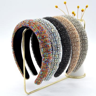 China Custom High Quality Crystal Hair Band Wide Hair Wear Fashion Wholesale Hair Band For Women Luxury Headband Sponge Hair Accessories for sale