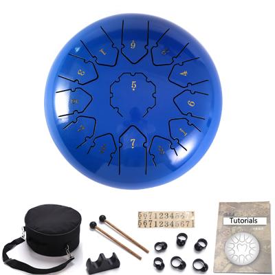 China Meditation 12 Inch Blue Handpan Chakra Drum FREE Bag and Steel Mallets Tongue Drum for sale