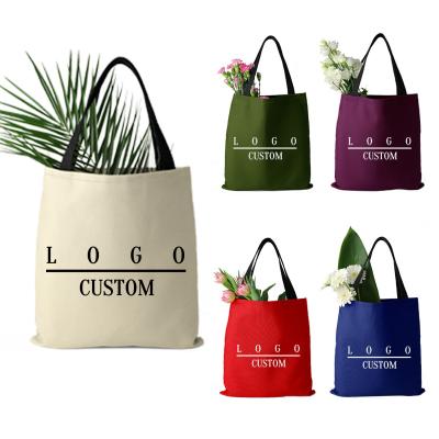 China Colorful Shopping Bag Wholesale OEM Handles Canvas Cotton Shopping Tote Bags With Custom Printed Logo for sale