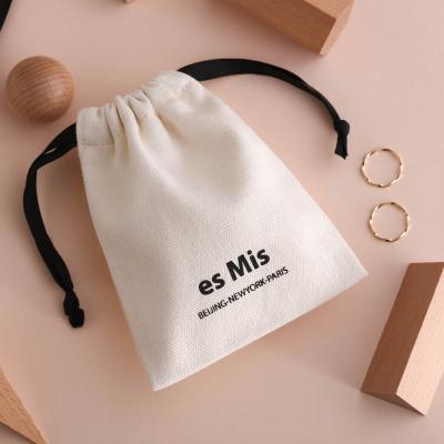 China Shopping bag custom printed logo jewelry package plain cotton canvas cotton pouch reusable drawstring bag for sale