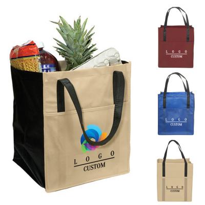 China Custom Non Woven Shopping Bag Folding Logo Reusable Supermarket Grocery Tote Storage Bag for sale