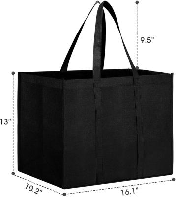 China Custom Logo Long Handle Shopping Groceries Folding Clothes Large Tote Non Woven Bags Foldable for sale