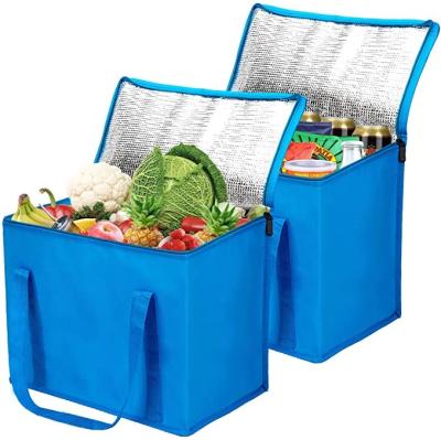 China Custom Reusable Insulated Grocery Thermal Thermal Large Logo Frozen Foods Cold Cooler Shopping Bag for sale