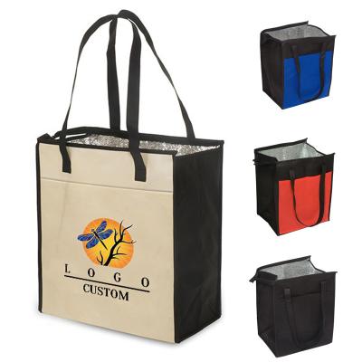 China Large Capacity Waterproof Supermarket Food Delivery Grocery Packaging Insulated Thermal Cooler Shopping Bag for sale