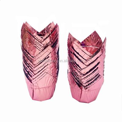 China Aluminum Foil Disposable Tulip Petal Baking Cups For Bakery Use for sale