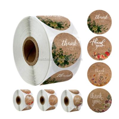 China Waterproof Kraft Paper Printing Adhesive Label Sticker With Flower for sale