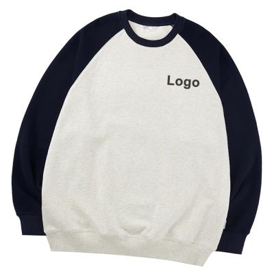 China Wholesale Breathable Sweatshirt Men Cotton Contrast Polyester Raglan Sleeve Crewneck Long Sleeve Sweatshirt for sale