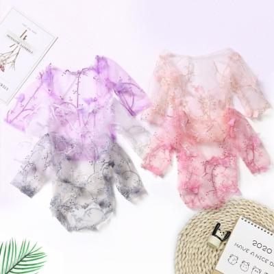 China Hot Sale CLASSIC AP349 Organza Lace Prop Organza Lace Romper Autumn One Piece Newborn Baby Photo Triangle Romper for sale