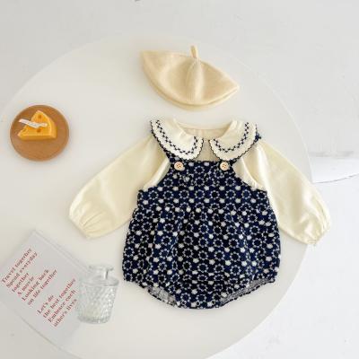 China Korean cotton embroidered strap romper suit baby triangle romper female AP351 CLASSIC baby jumpsuit spring version year 0-3 for sale