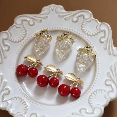 China CLASSIC cute white translucent red fruit pendant cherry strawberry jewelry earrings diy handmade material AP255 for sale