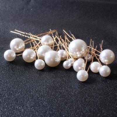 China Bridal Wedding Vintage Women 18 Head Pearl Hair Accessory AP180 Woman U Shape Pin Piece Set Pearl Hair Pins for sale