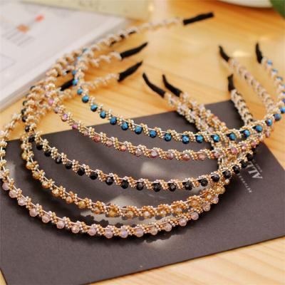 China Fashion vintage headband hairpin cave head wash AP288 crystal non-slip women's temperament pressure single hair crystal faux stone headband for sale