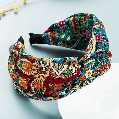 China New Vintage Fashion Printed Fabric Cross Headband Bohemian Pattern Retro Hairpin AP289 for sale