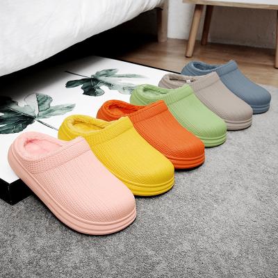 China Cushioning Non-slip Warm EVA Waterproof Flat Bedroom Slippers Winter Indoor Women And Man Warm Fluffy Slides Slippers for sale