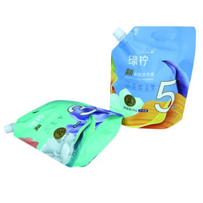 China Barrier Customized Label Printing 5L Washing Powder Laundry Liquid Detergent Rack Up Spout Pouches Packaging Bag Plastic for sale